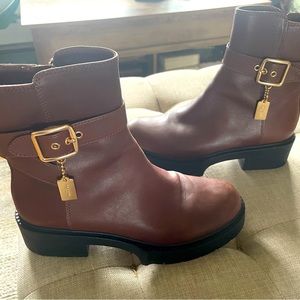 Coach Leather Boots, Size 8M, Brown